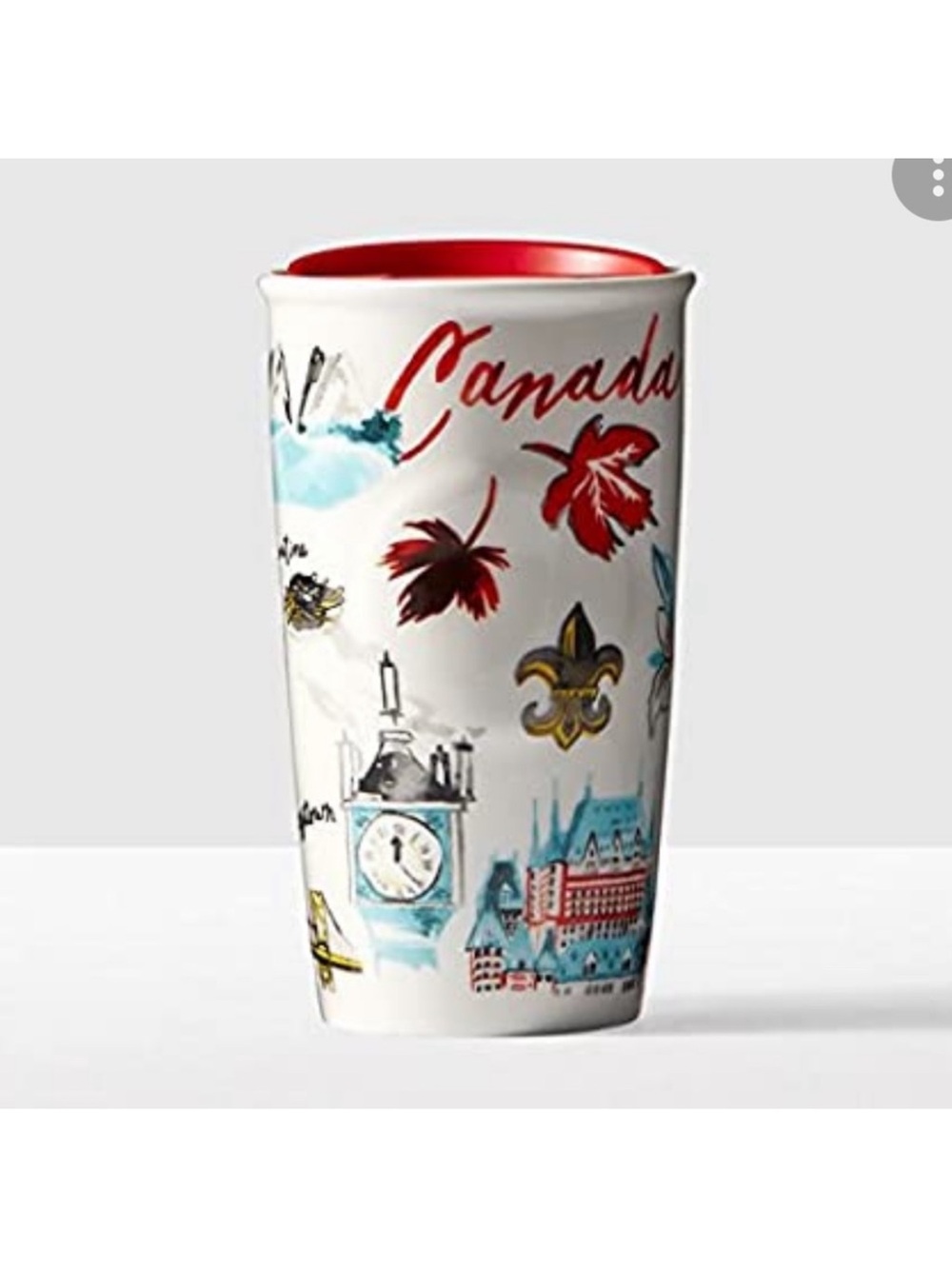 Starbucks NWOT Canada theme 2016 ceramic double wall travel coffee tumbler mug